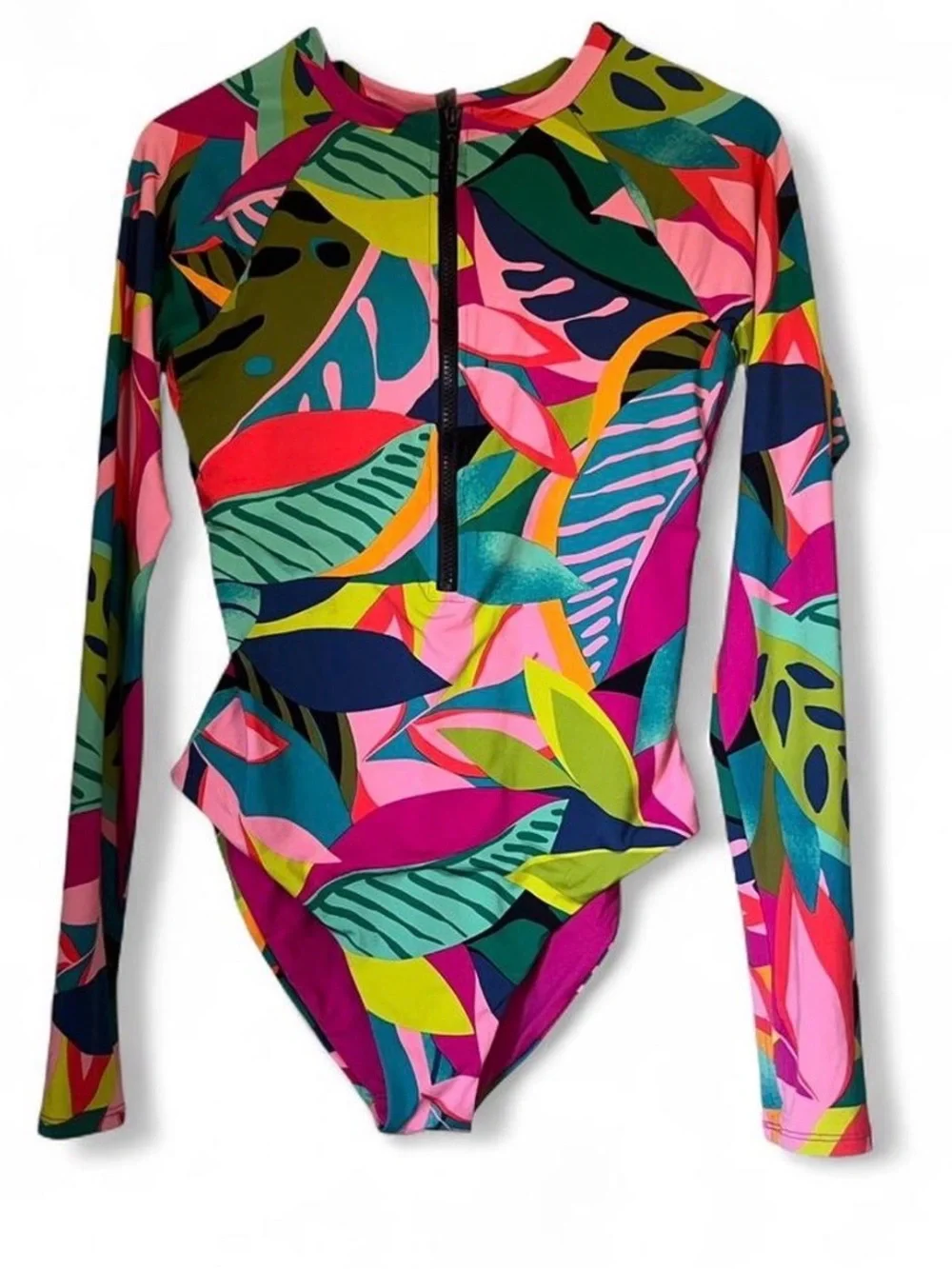 Trina Turk Rainforest Long Sleeve Paddle One-Piece Swimsuit